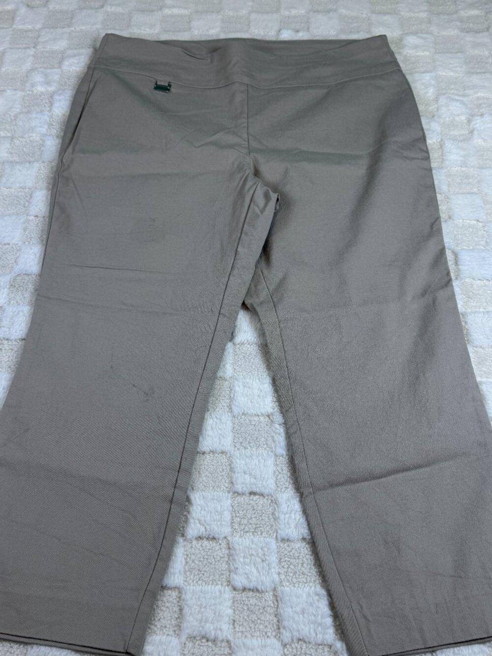 Alfani Pull On Pants Womens 10 Khaki Beige Stretch Straight Leg Trousers Casual